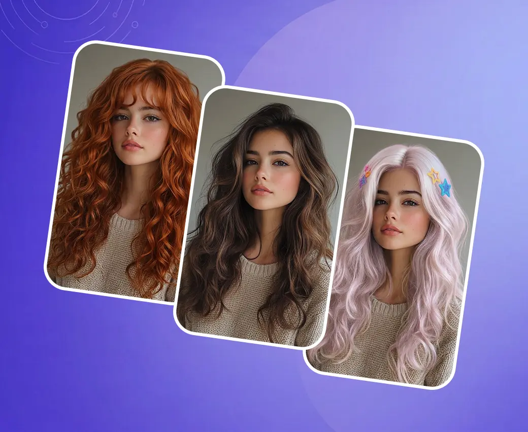 Three hairstyles and colors on the same face