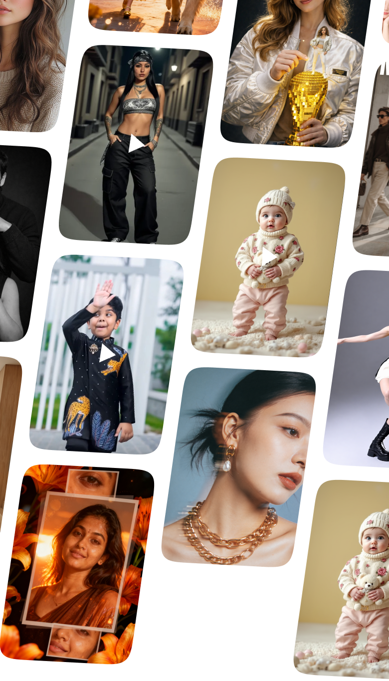Collage of AI images and videos created with Pivo AI